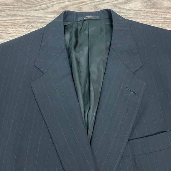 Hart Schaffner Marx Black w/ Gold Pinstripe Suit - Picture 2 of 10
